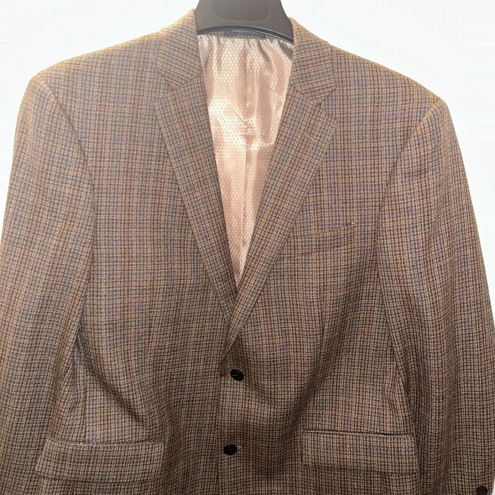 Jean Paul Germain 42R Brown Checks Wool Two Button Blazer Vented